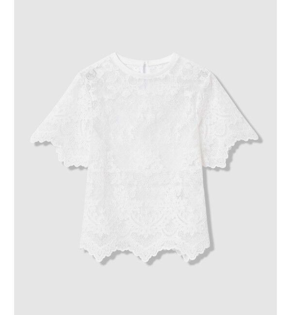 LOULOU WILLOUGHBY「【LOULOU WILLOUGHBY】オーガンスカラＴシャツ」|Tシャツ・カットソー|オフホワイト