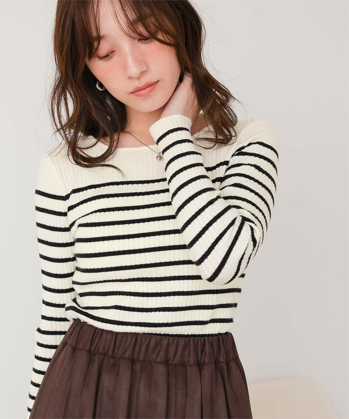titivate「ボートネックリブ編みニット」|ニット・セーター|