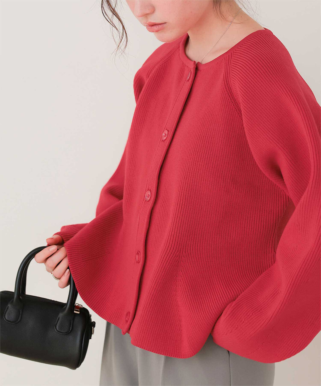 titivate「ペプラムデザインニットカーディガン」|ニット・セーター|