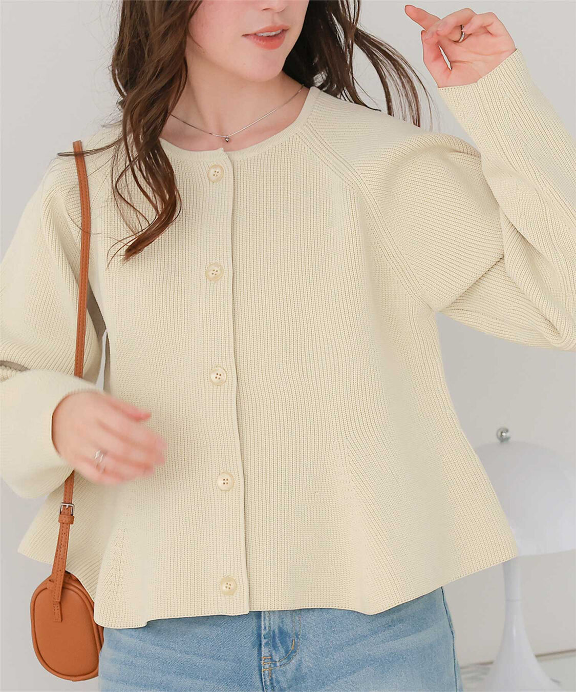 titivate「ペプラムデザインニットカーディガン」|ニット・セーター|