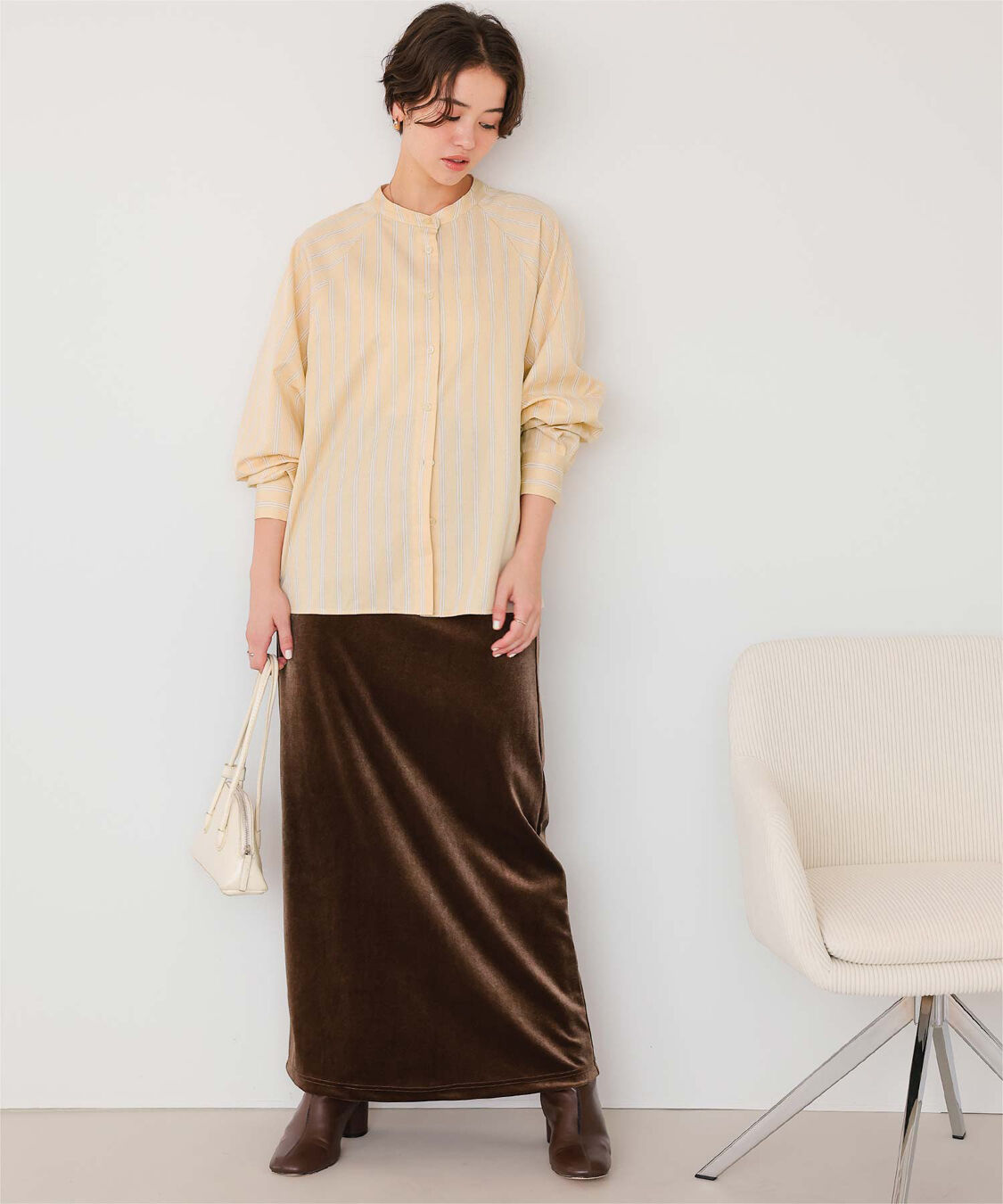 titivate「バックフリルバンドカラーシャツ」|シャツ・ブラウス|