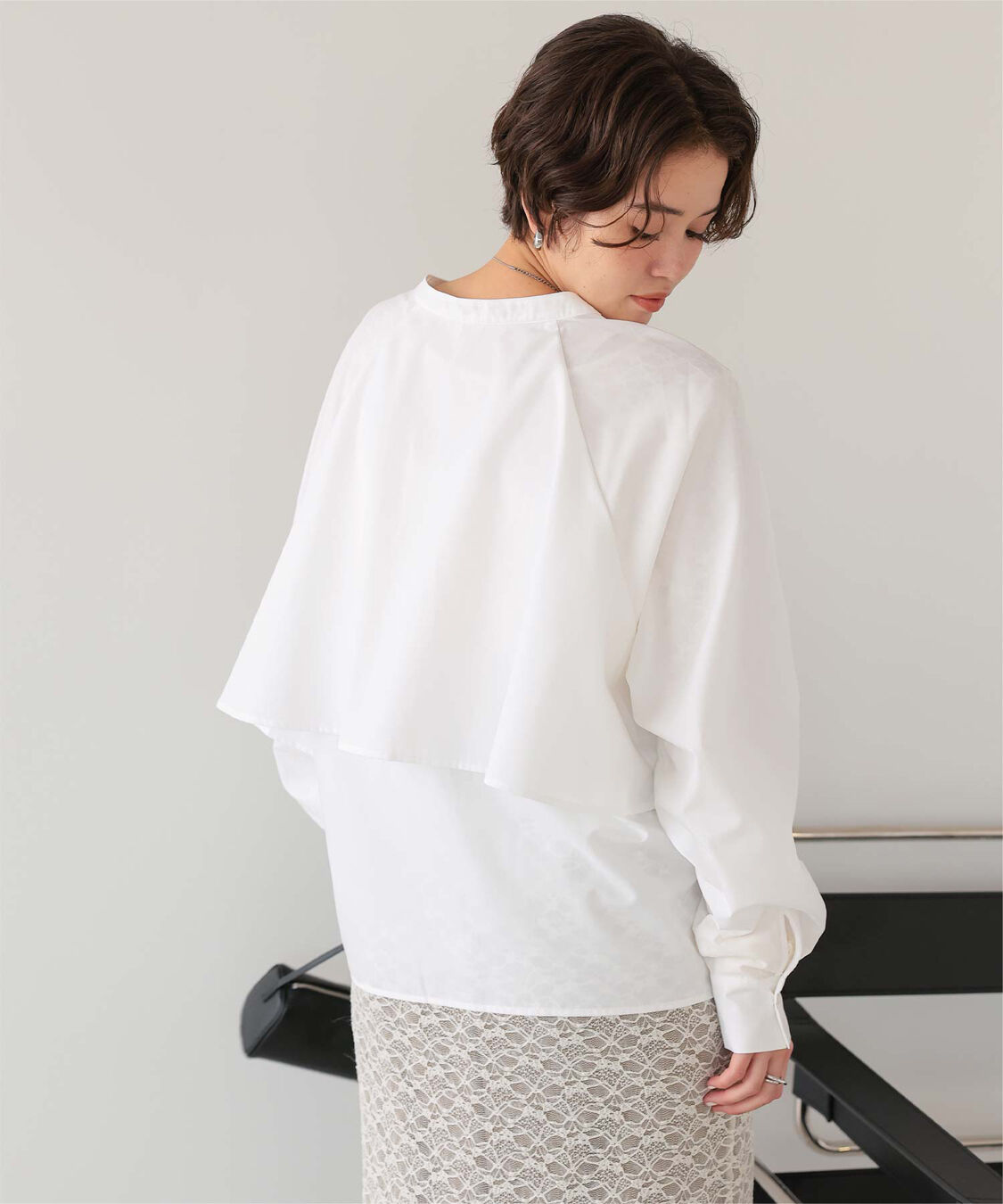 titivate「バックフリルバンドカラーシャツ」|シャツ・ブラウス|