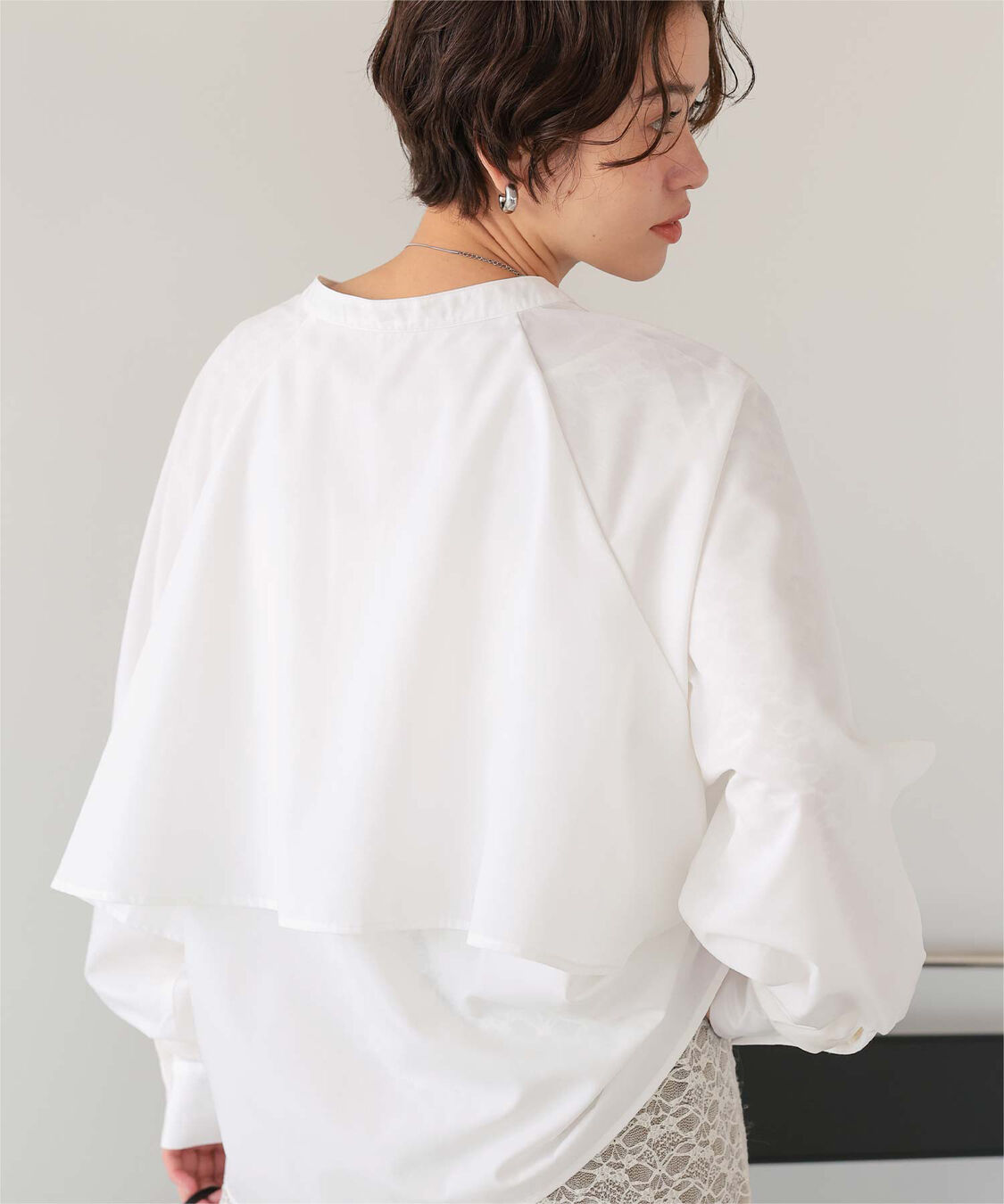 titivate「バックフリルバンドカラーシャツ」|シャツ・ブラウス|