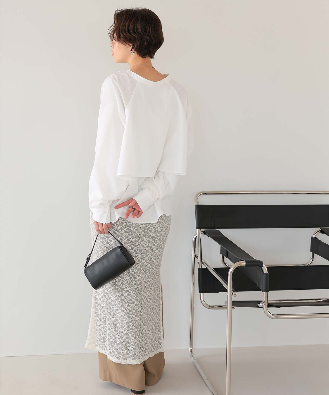 titivate「バックフリルバンドカラーシャツ」|シャツ・ブラウス|