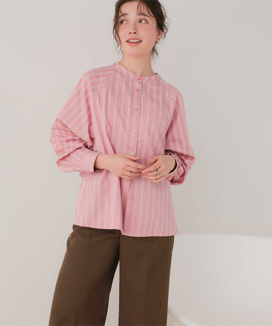 titivate「バックフリルバンドカラーシャツ」|シャツ・ブラウス|