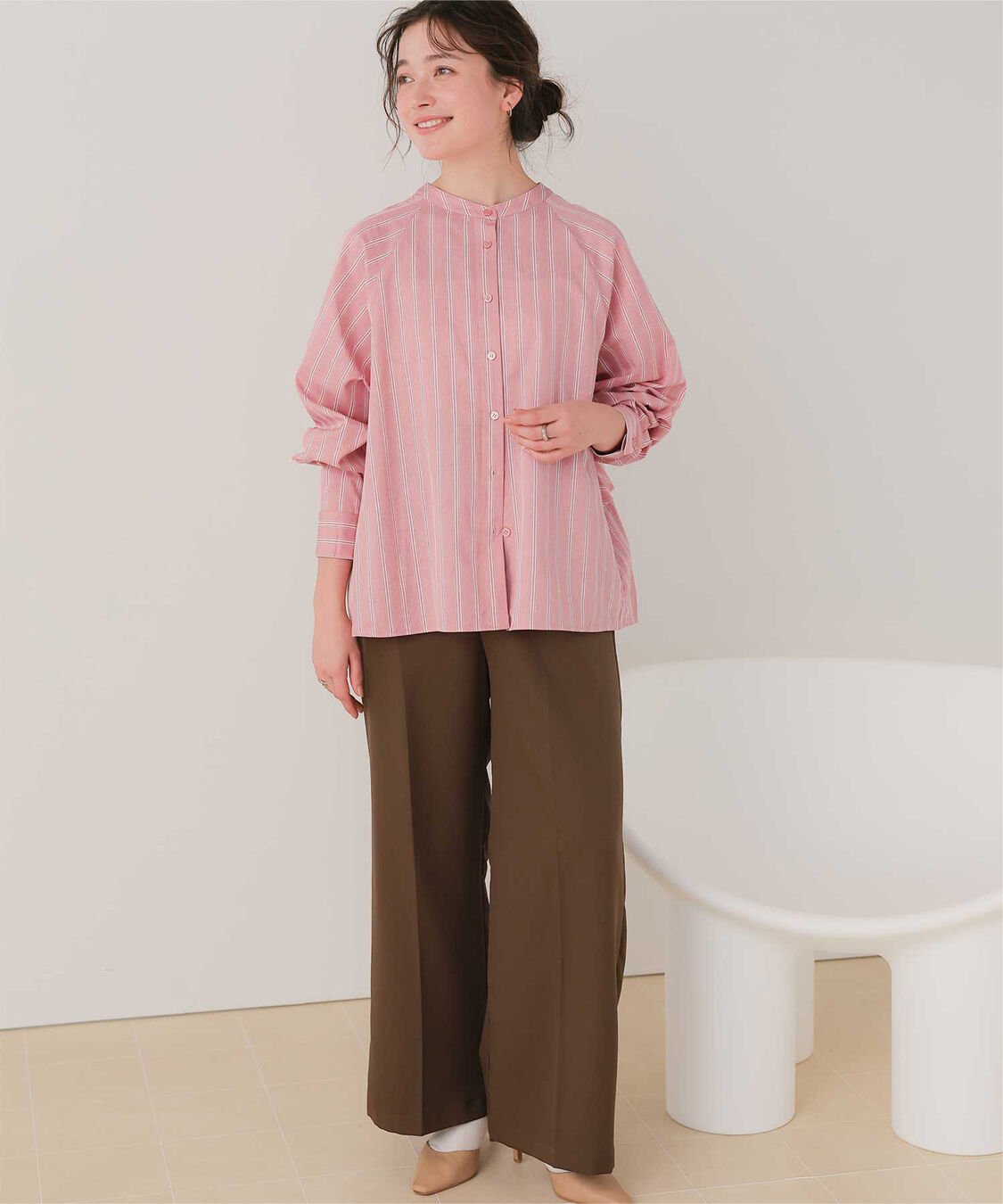 titivate「バックフリルバンドカラーシャツ」|シャツ・ブラウス|