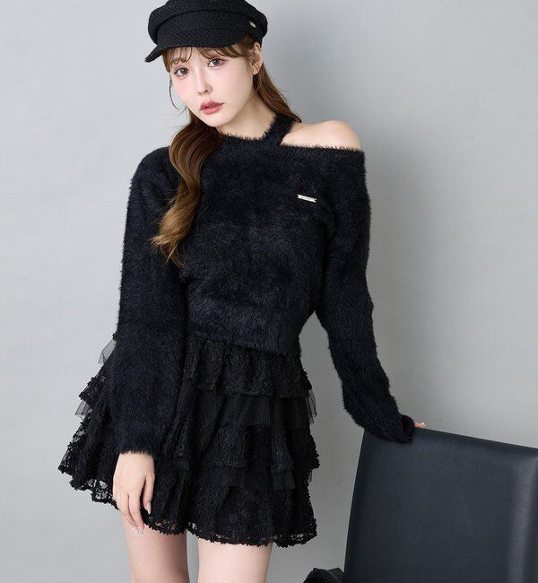  「プレート付きフェザーニット」|ニット・セーター|