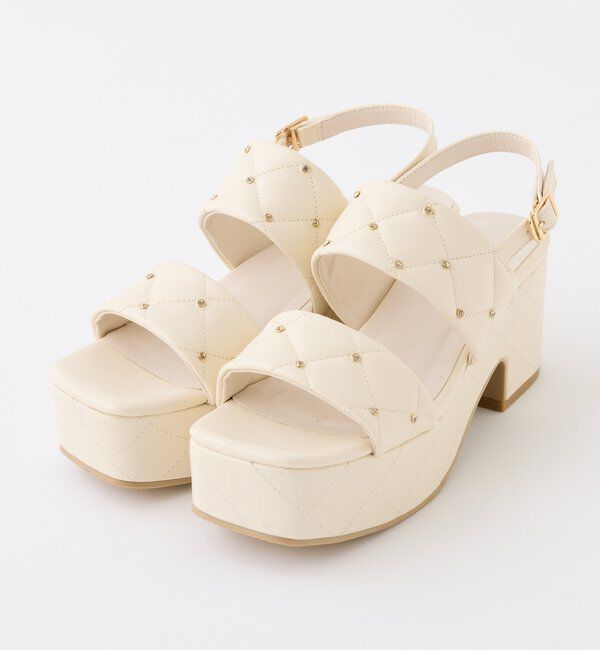  「ビジュースタッズ付きキルティングサンダル」|その他|