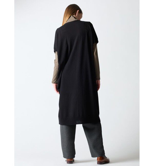 mizuiro ind「mizuiro ind Vネックフレンチスリーブロングベスト」|ベスト・ジレ|