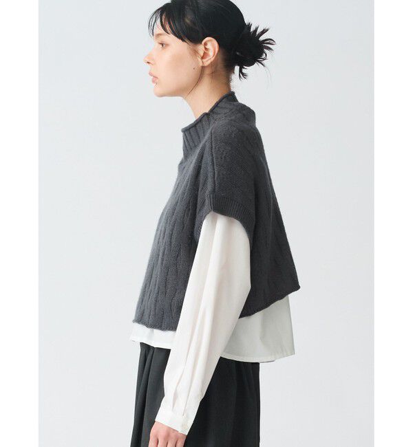 mizuiro ind「mizuiro ind パターン編みショートベスト」|ベスト・ジレ|