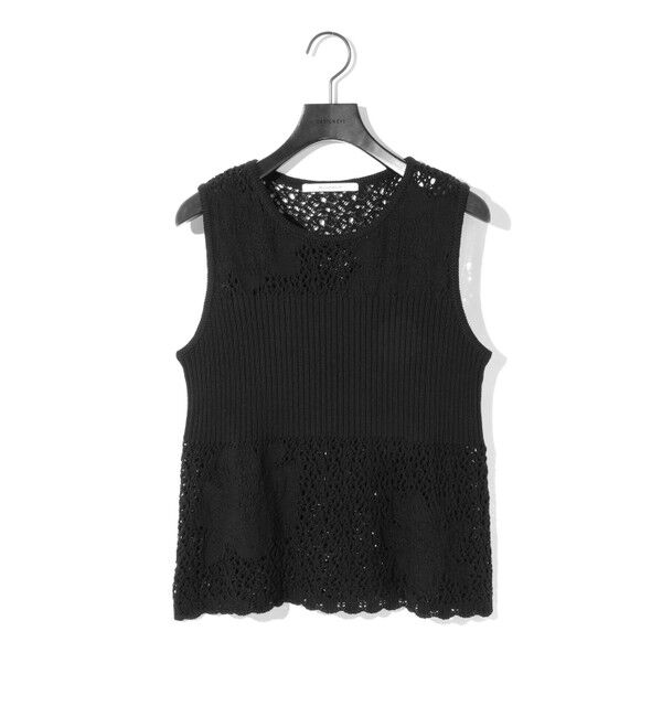 MIDIUMISOLID「MIDIUMISOLID for Ladies レースリブベスト」|ベスト・ジレ|ブラック