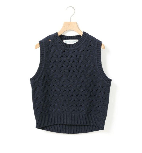 MidiUmi「MidiUmi ショート編みパターンベスト」|ベスト・ジレ|ネイビー