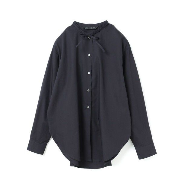 mizuiro ind「mizuiro ind リボンタイロングシャツ」|シャツ・ブラウス|ネイビー