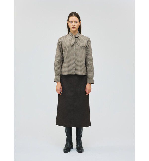 mizuiro ind「mizuiro ind チェックリボンタイシャツ」|シャツ・ブラウス|