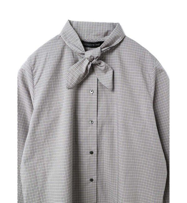 mizuiro ind「mizuiro ind チェックリボンタイシャツ」|シャツ・ブラウス|