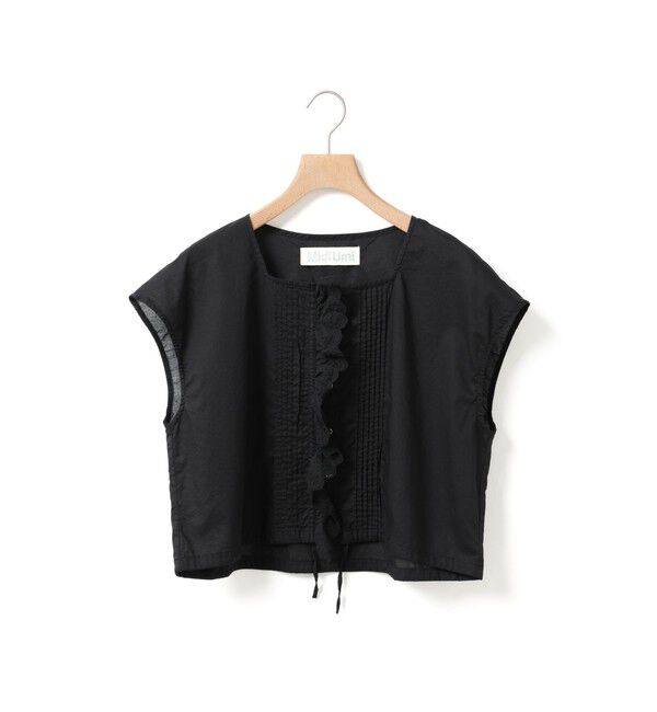 MidiUmi「MidiUmi ピンタックレースベスト」|ベスト・ジレ|ブラック