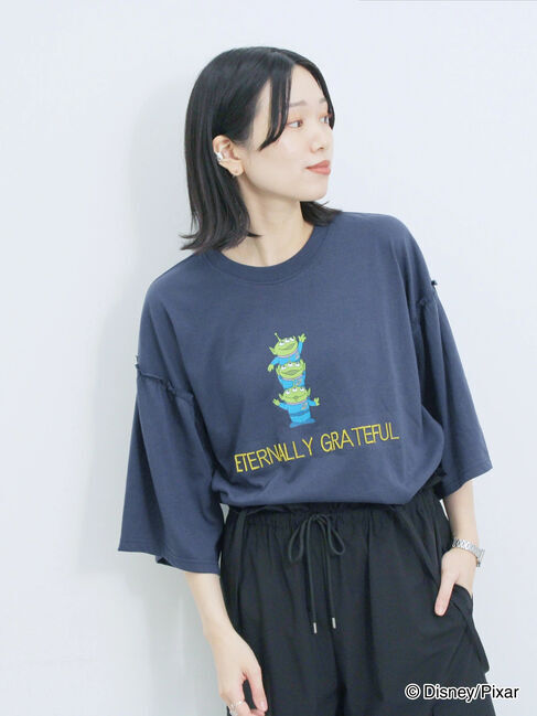 Samansa Mos2 blue「トイ・ストーリー/袖フレアTシャツ」|Tシャツ・カットソー|