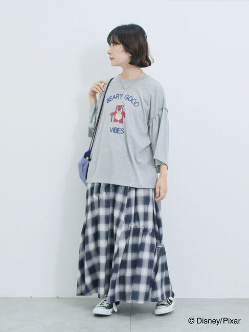 Samansa Mos2 blue「トイ・ストーリー/袖フレアTシャツ」|Tシャツ・カットソー|