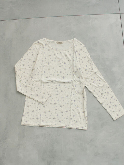 Samansa Mos2「【吸湿発熱】ベア天花柄クルーネック」|Tシャツ・カットソー|パープル