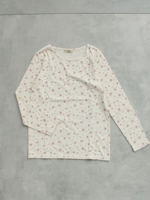 Samansa Mos2「【吸湿発熱】ベア天花柄クルーネック」|Tシャツ・カットソー|