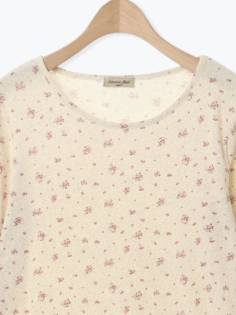 Samansa Mos2「【吸湿発熱】ベア天花柄クルーネック」|Tシャツ・カットソー|