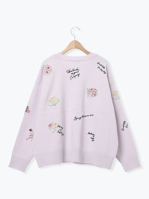 Samansa Mos2「花+ロゴ総柄刺繍カーディガン」|カーディガン|