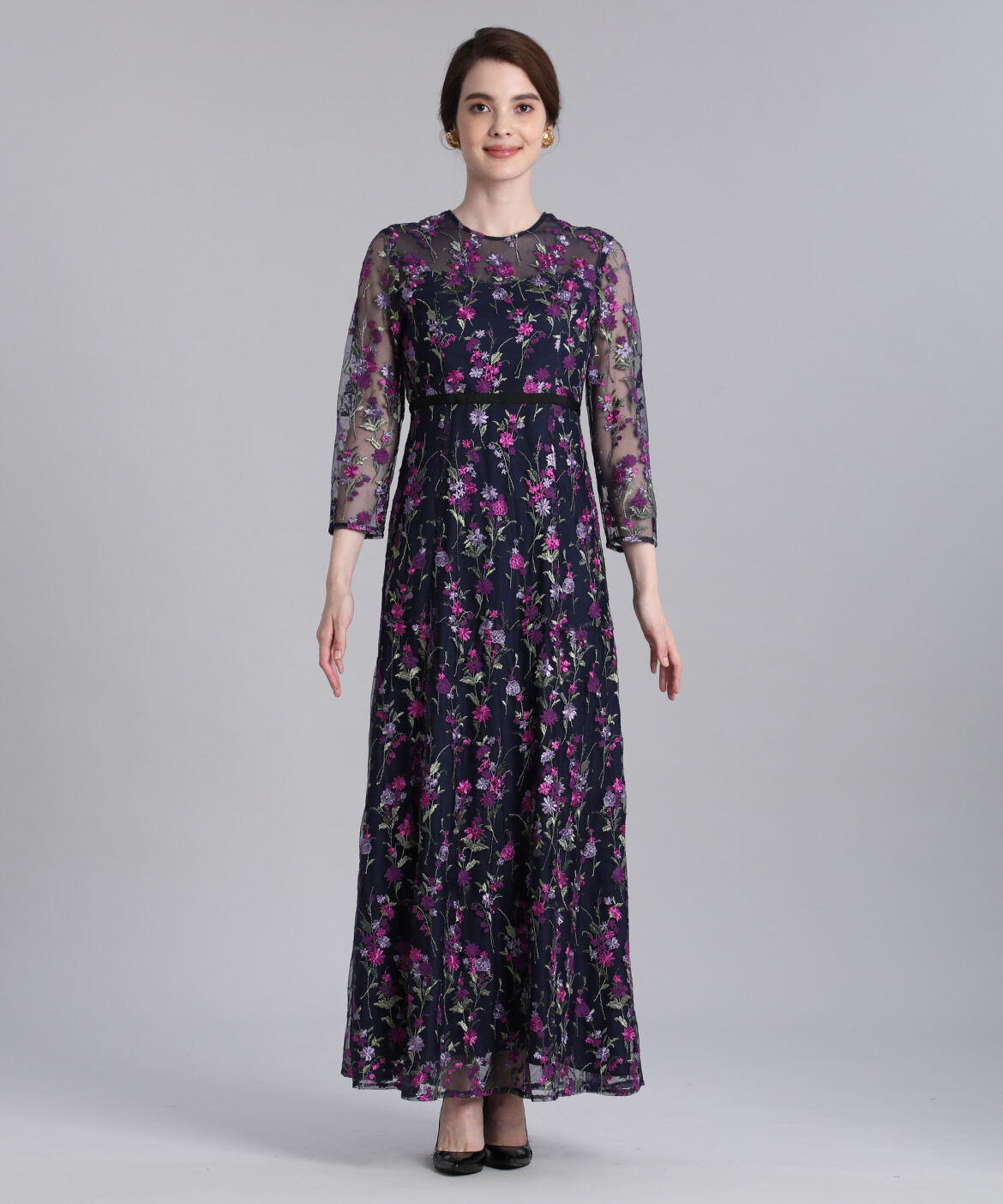 Maglie le cassetto「《M Maglie le cassetto》エンブロイダリーチュールロングドレス」|ワンピース|