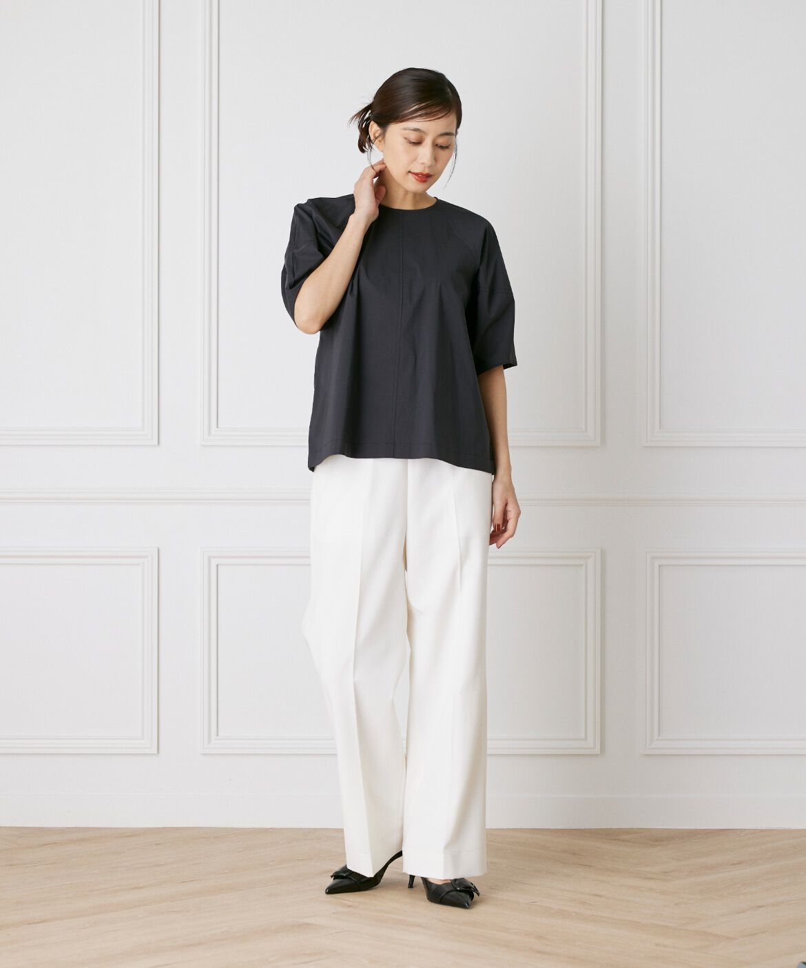 INED「ボリューム袖コットンナイロンブラウス」|シャツ・ブラウス|