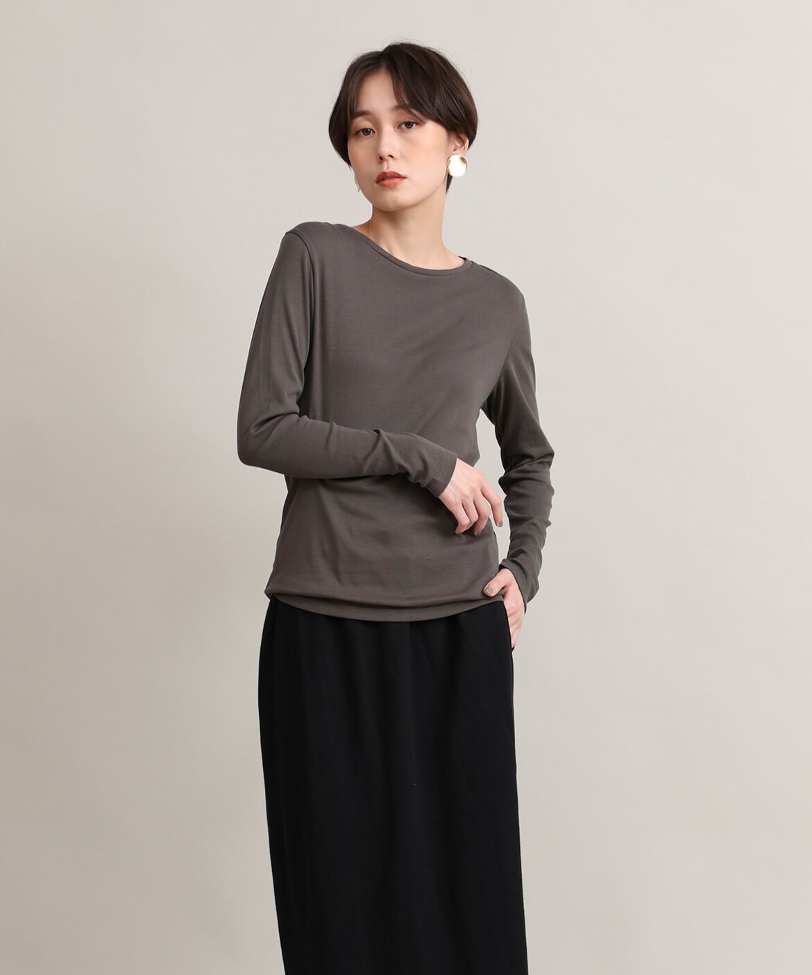 DAY by DAY it&rsquo;s international「ベーシッククルーネックカットソー《スビン綿MIXフライス》」|Tシャツ・カットソー|チャコールグ 3