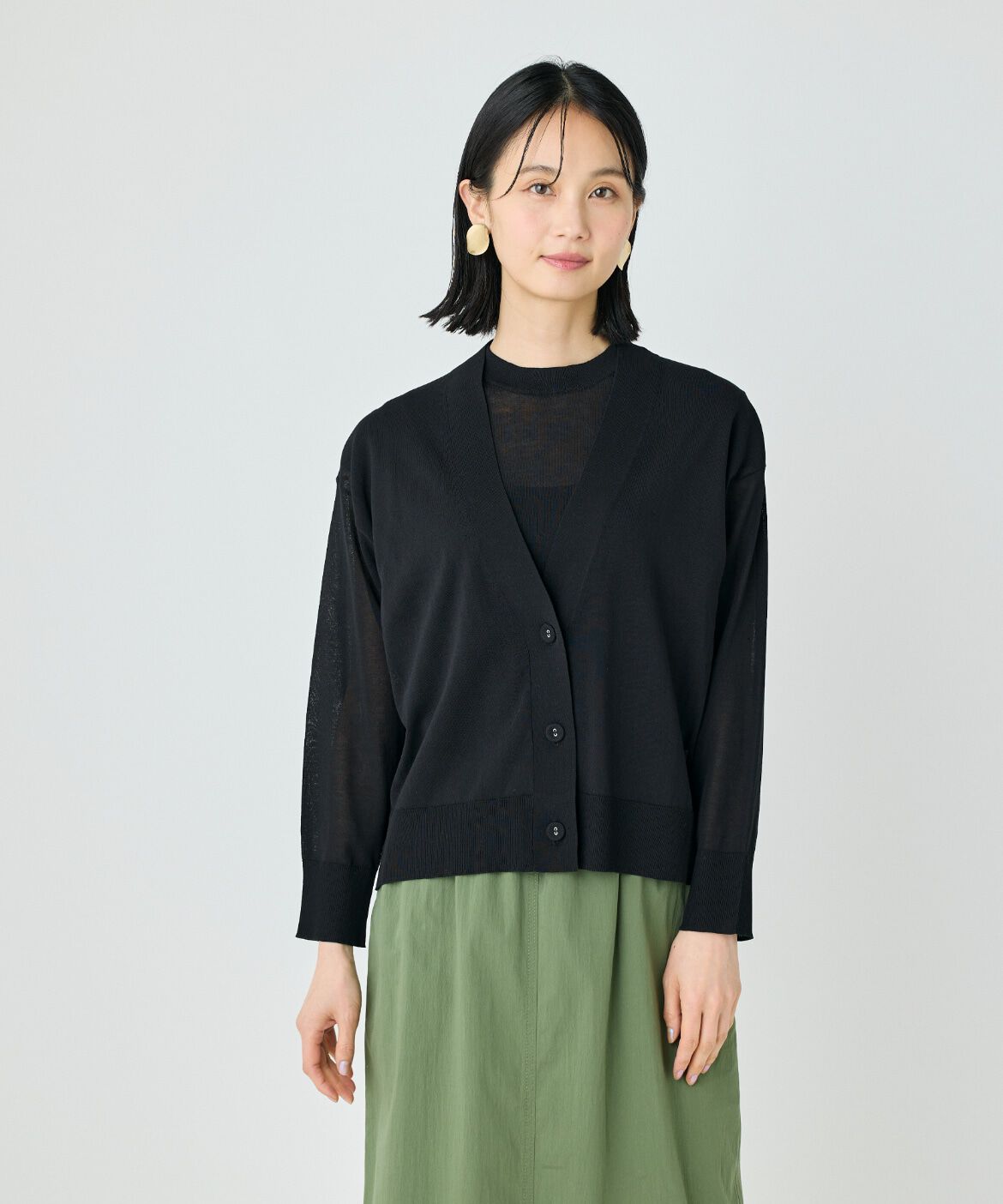 7-IDconcept.「《大きいサイズ》コットンナイロンVネックカーディガン 」|カーディガン|