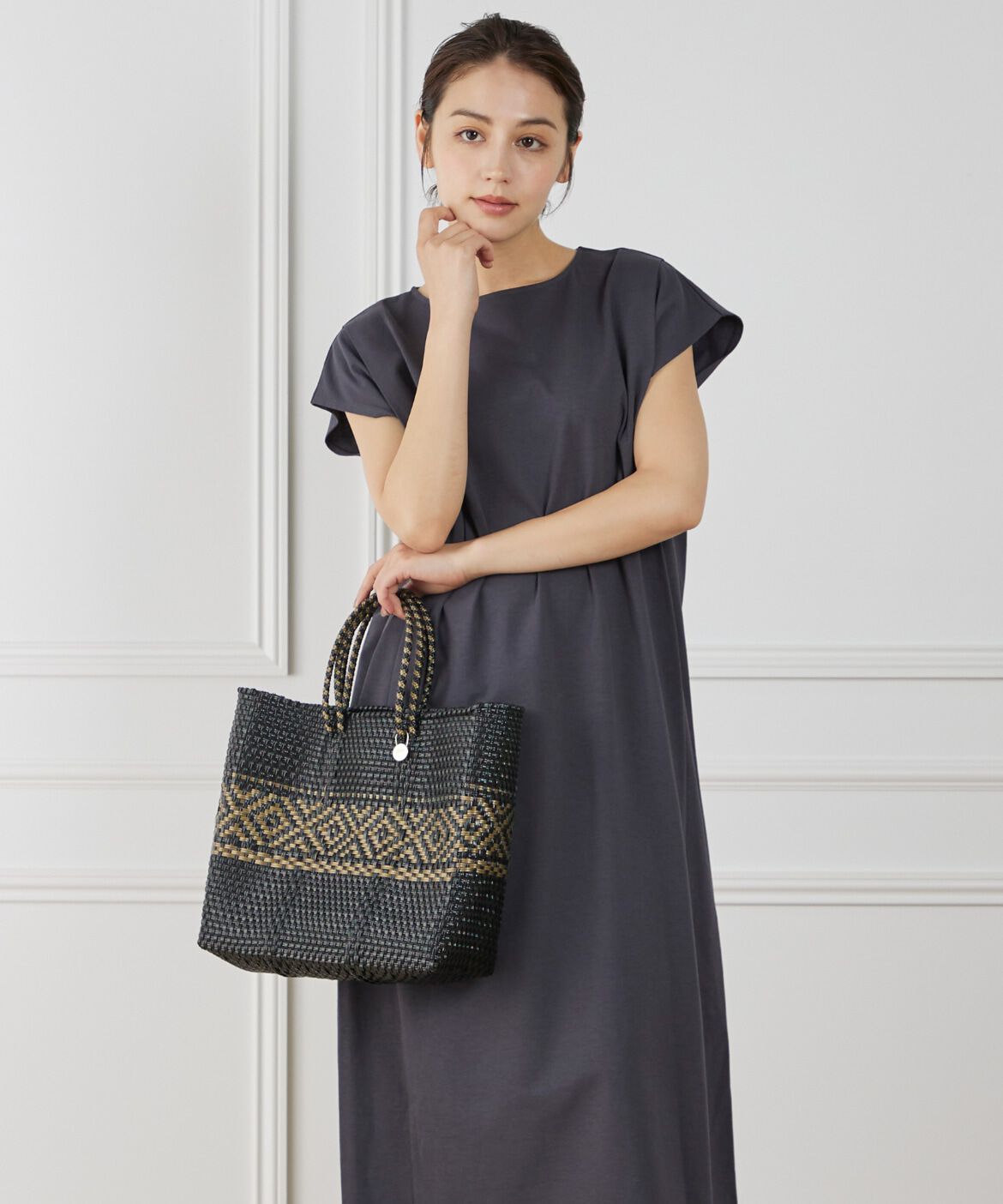 7-IDconcept.「ショルダータックワンピース」|ワンピース|チャコールグ 3