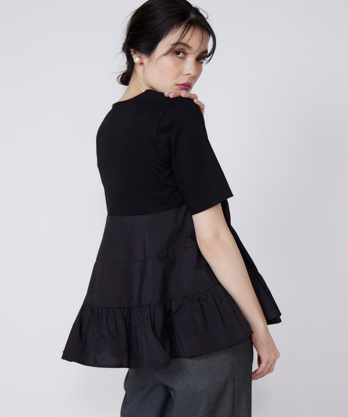 Maglie le cassetto「ティアードドッキングカットソー」|Tシャツ・カットソー|ブラック