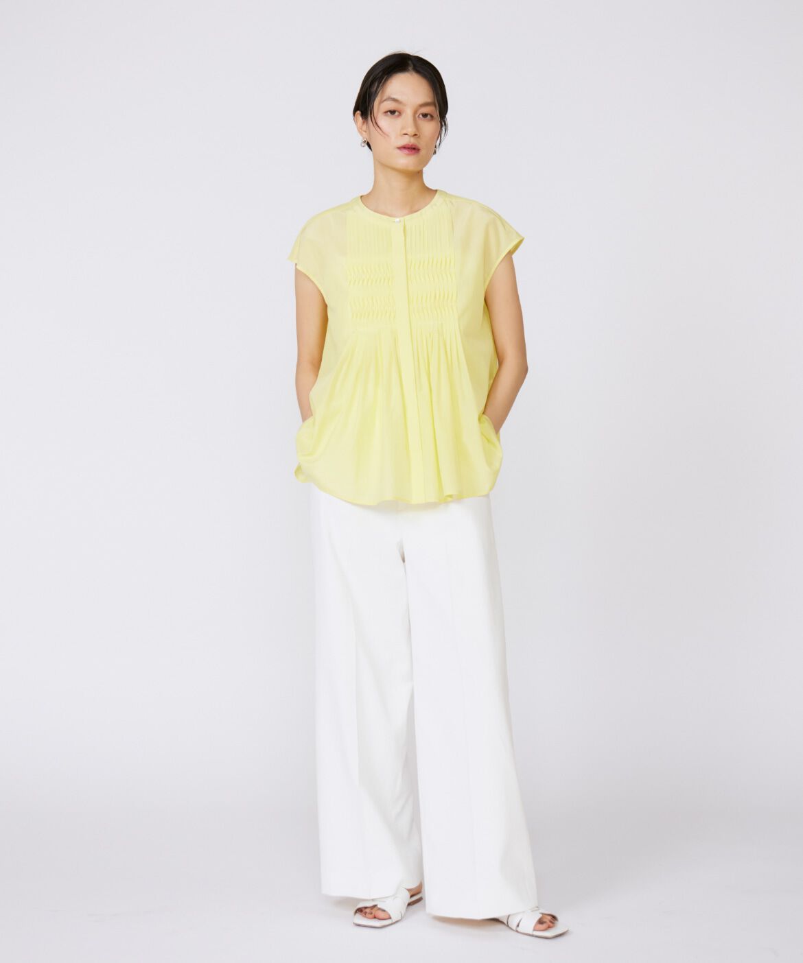 INED「《大きいサイズ》フロントピンタックブラウス」|シャツ・ブラウス|