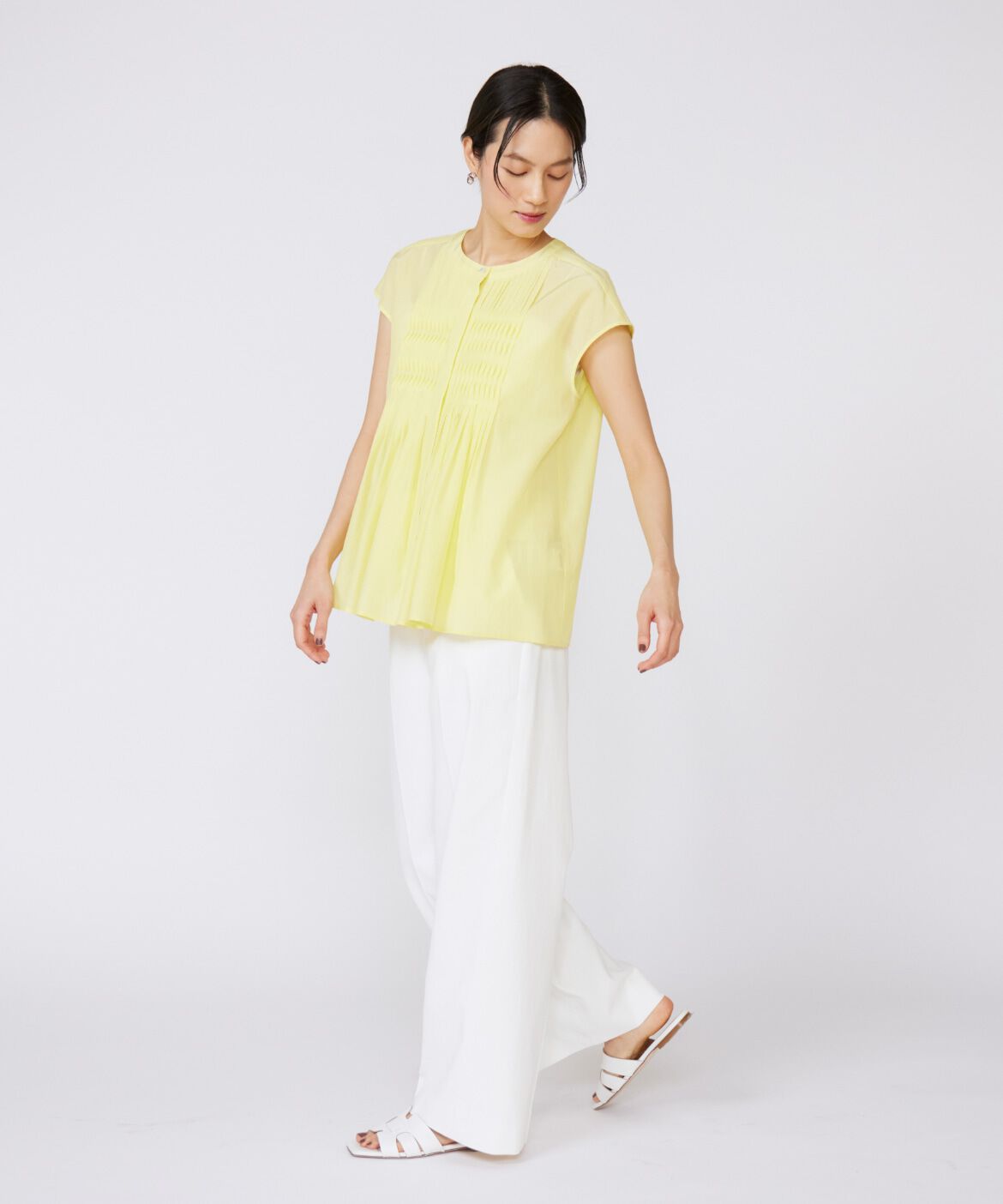 INED「《大きいサイズ》フロントピンタックブラウス」|シャツ・ブラウス|