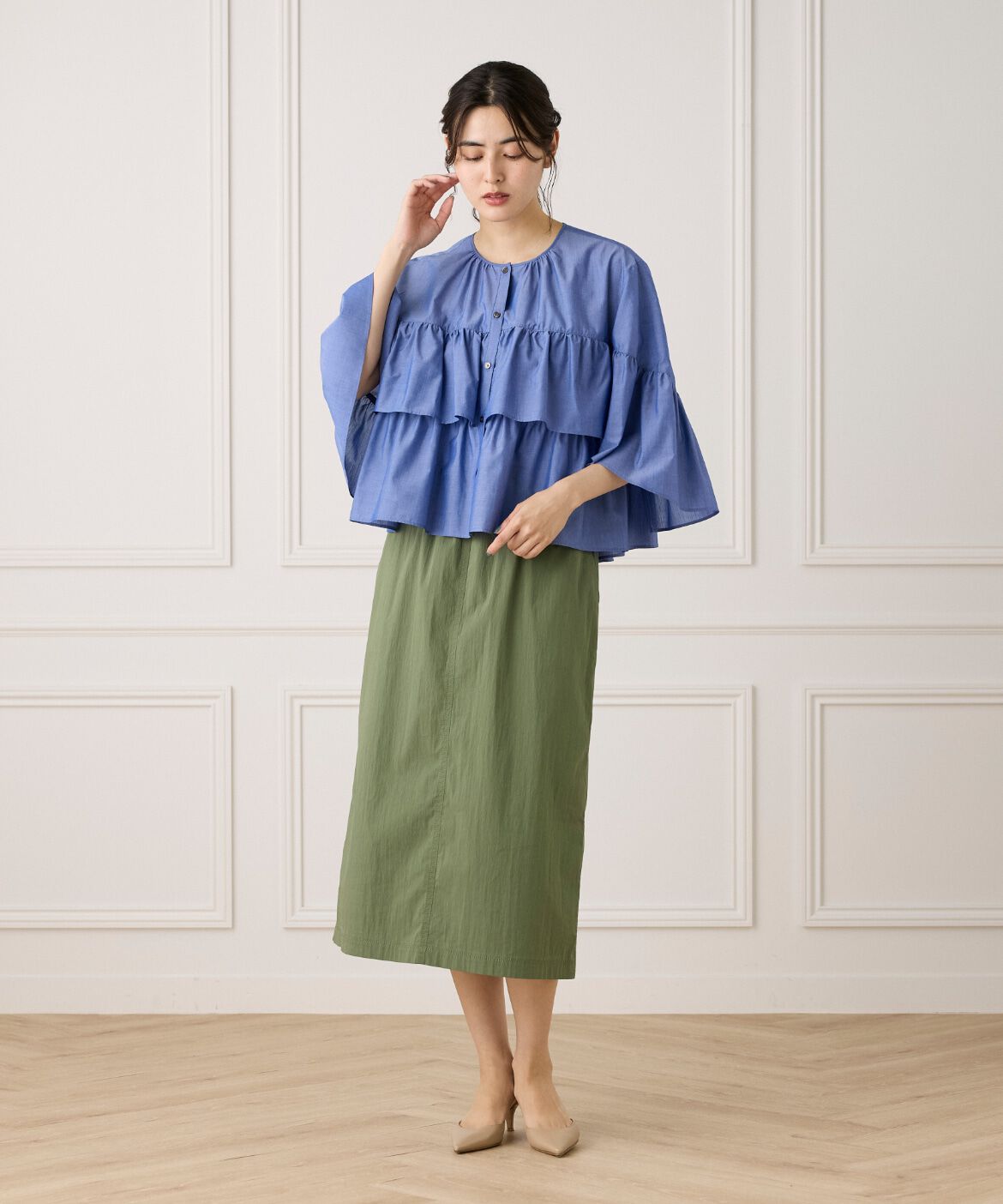 7-IDconcept.「《大きいサイズ》《WEB限定カラー》ティアードフリルブラウス」|シャツ・ブラウス|