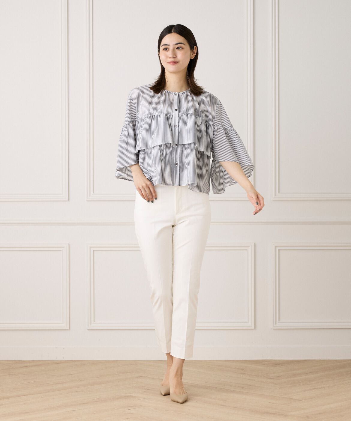 7-IDconcept.「《大きいサイズ》《WEB限定カラー》ティアードフリルブラウス」|シャツ・ブラウス|