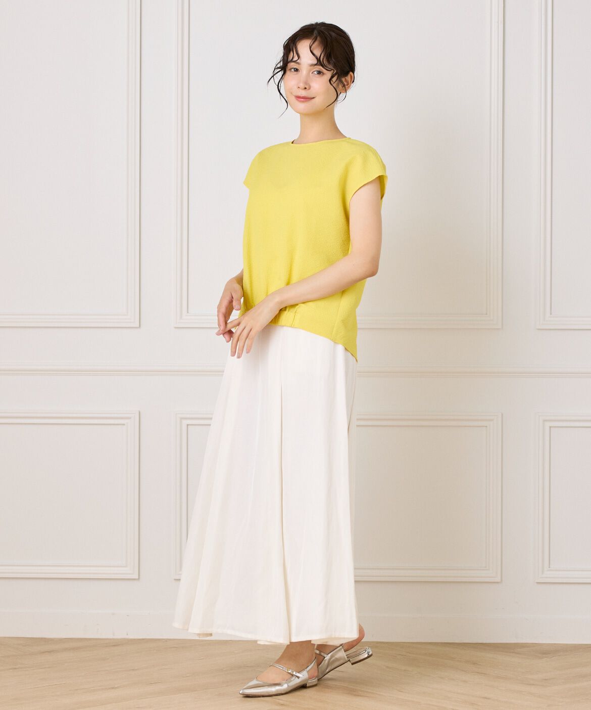 INED「《大きいサイズ》フレンチスリーブトップス」|シャツ・ブラウス|