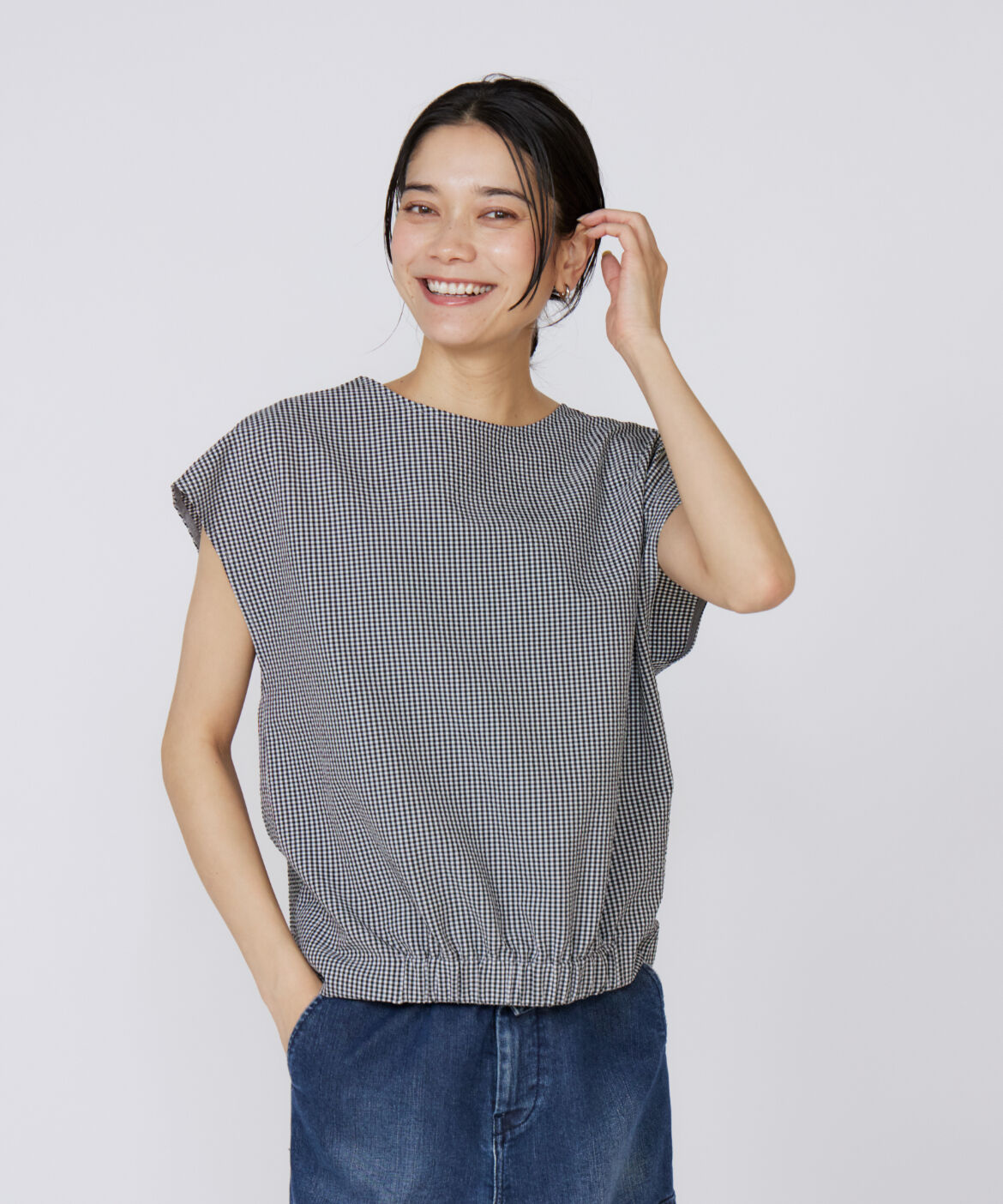 INED「《大きいサイズ》フレンチスリーブトップス」|シャツ・ブラウス|