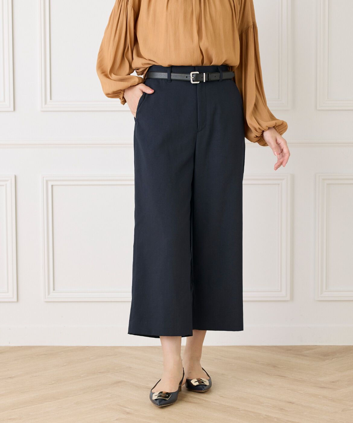 7-IDconcept.「《大きいサイズ》ワイドクロップトパンツ」|その他|ネイビー