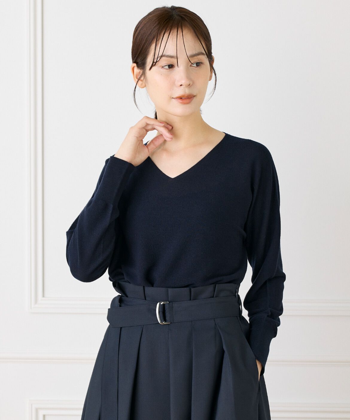 DAY by DAY it&rsquo;s international「AラインVネックプルオーバー《Cuoo》」|ニット・セーター|ネイビー