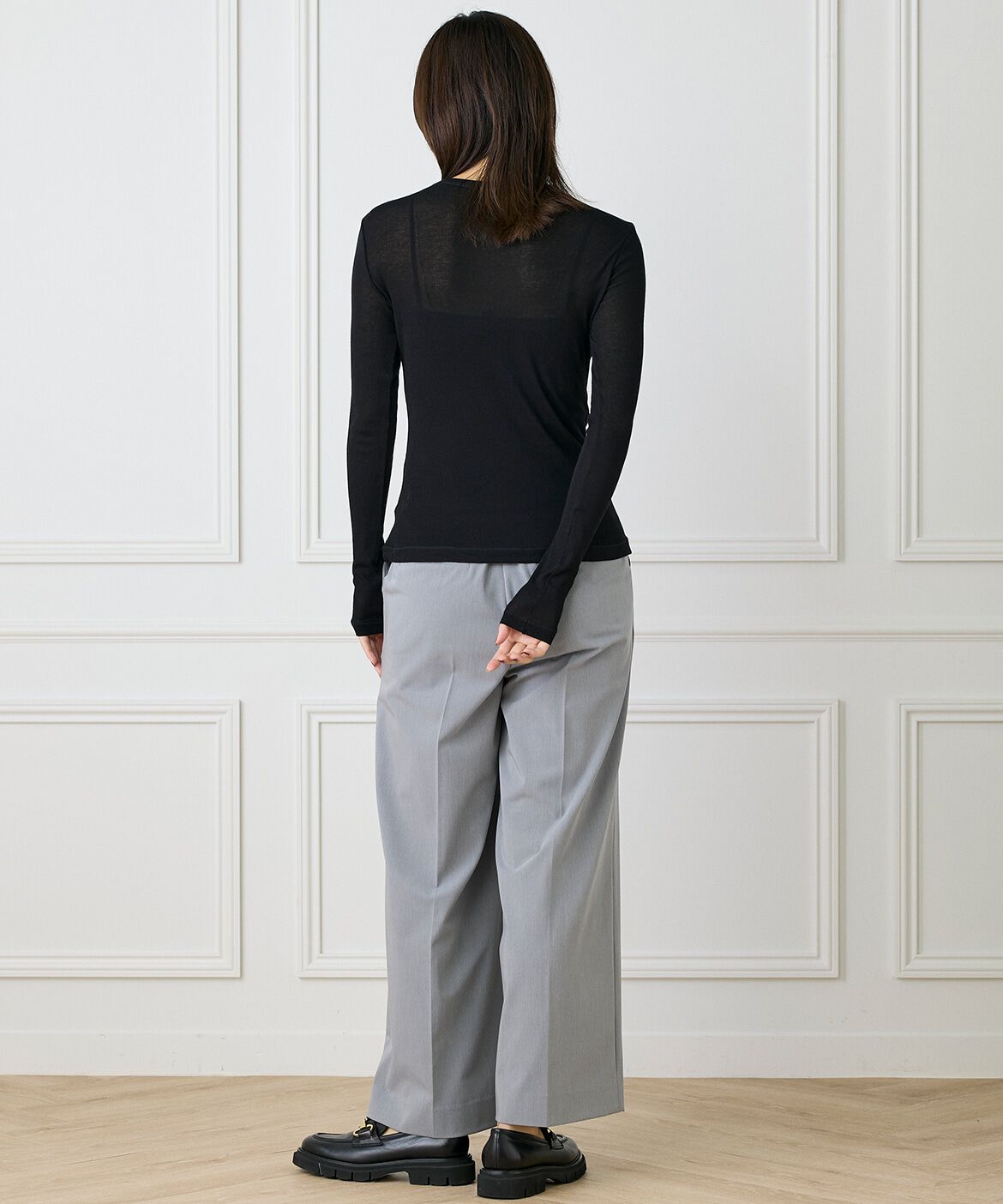 INED「《大きいサイズ》クルーネックテレコカットソー」|Tシャツ・カットソー|