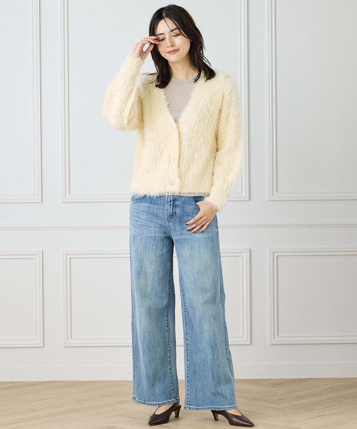 INED「《大きいサイズ》クルーネックテレコカットソー」|Tシャツ・カットソー|