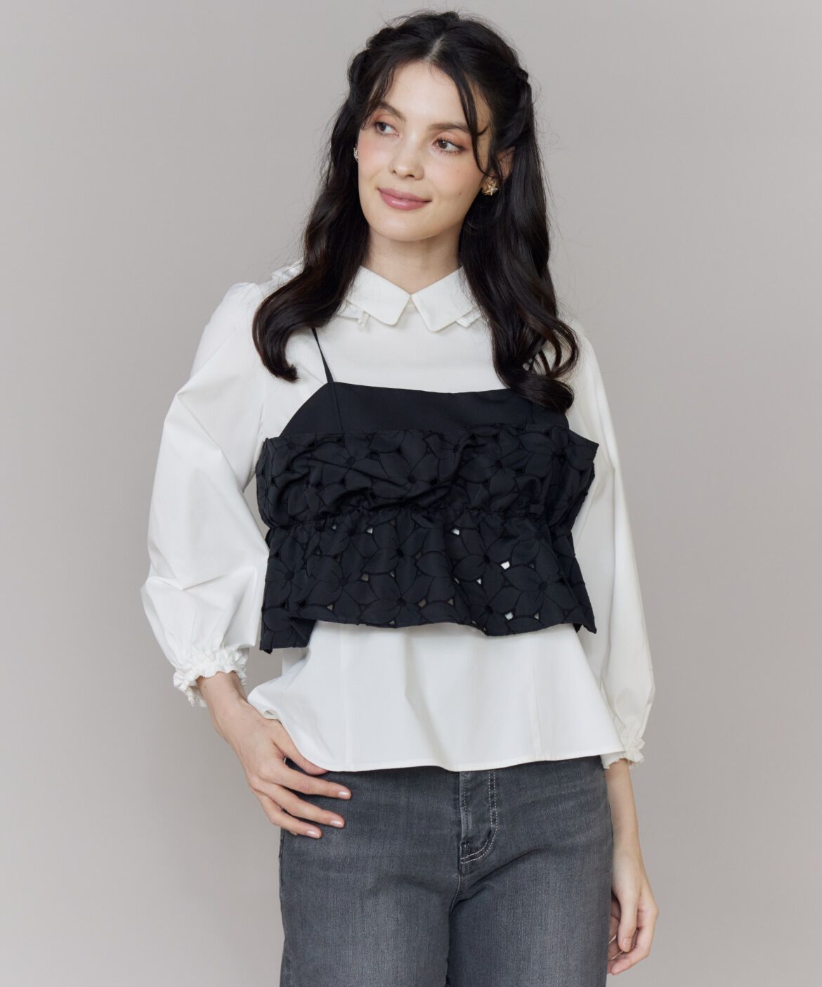 Maglie le cassetto「フラワー刺繍ビスチェ」|シャツ・ブラウス|