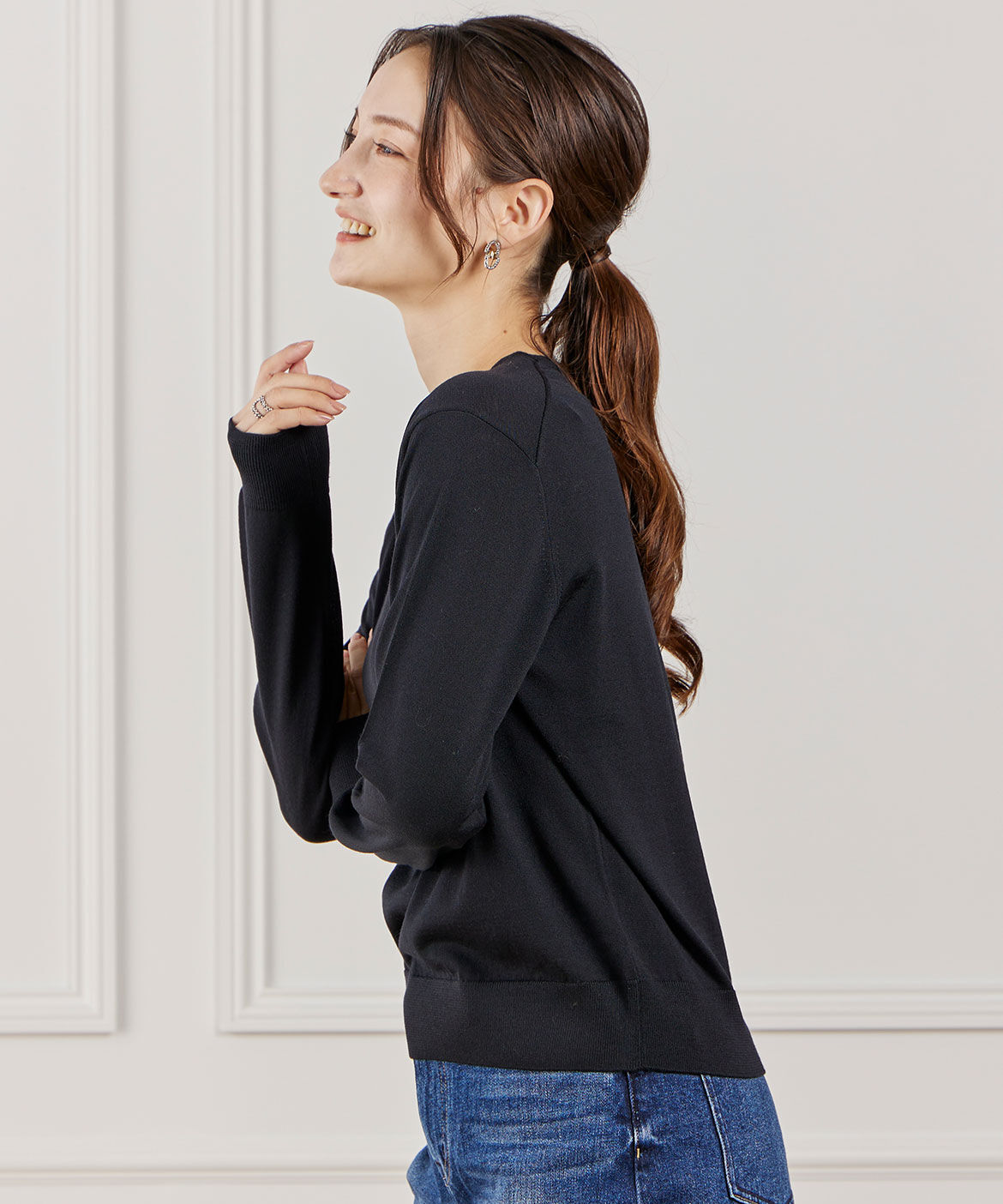 INED「FF30ゲージ クルーネックニット」|ニット・セーター|