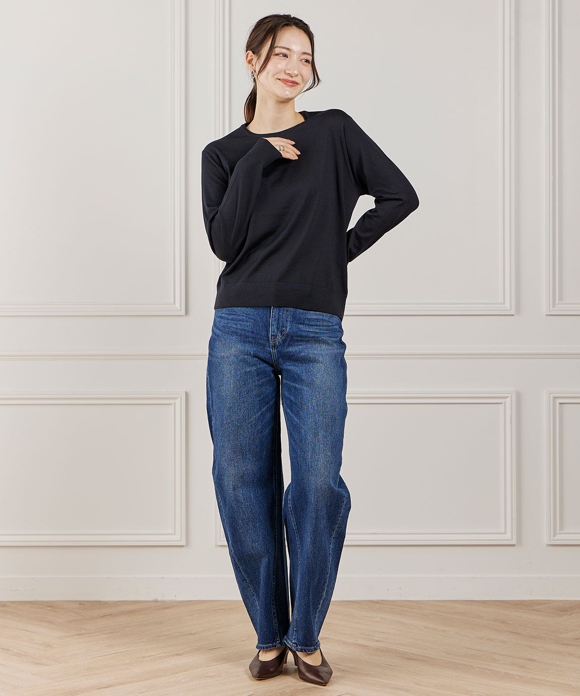 INED「FF30ゲージ クルーネックニット」|ニット・セーター|