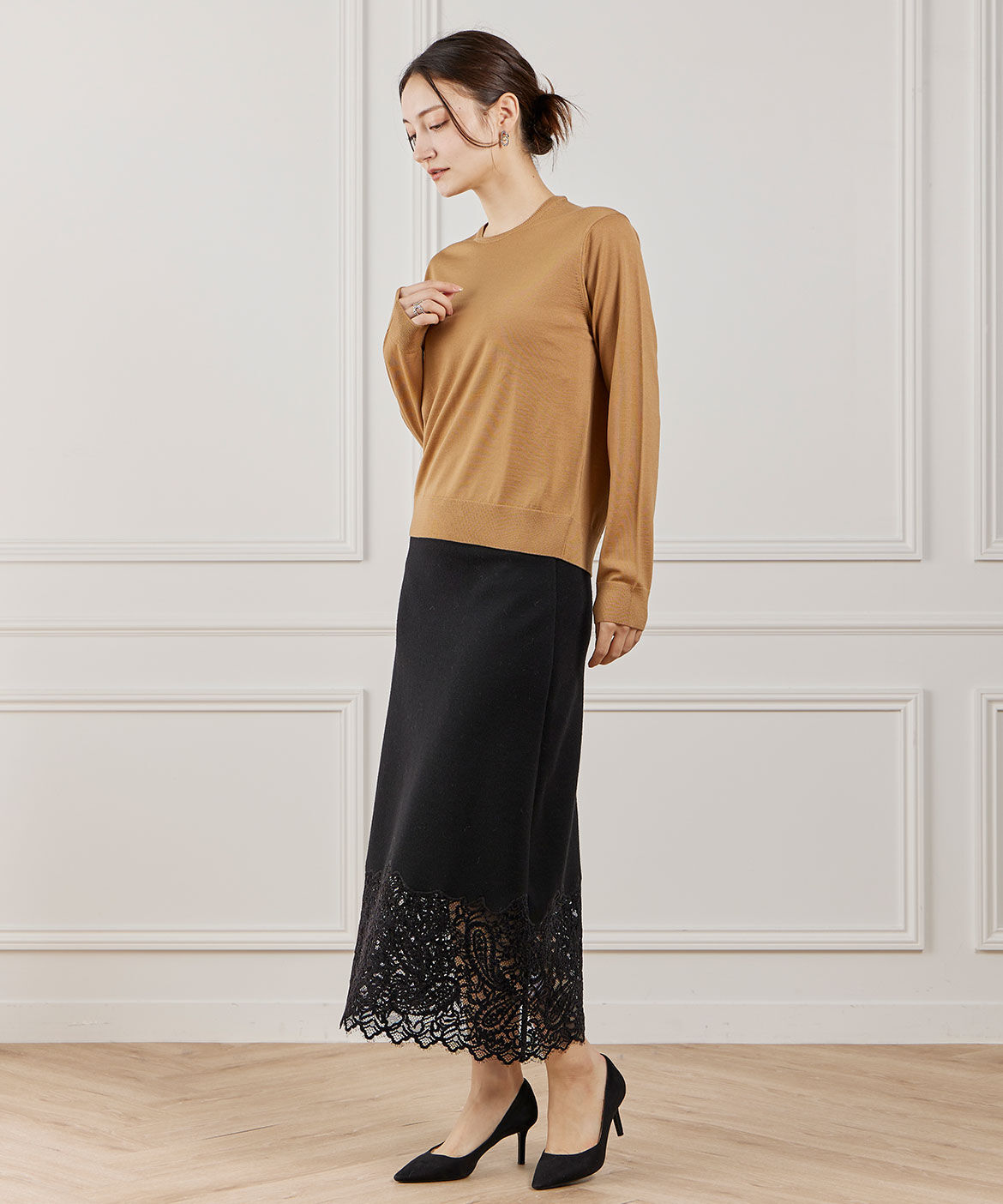 INED「FF30ゲージ クルーネックニット」|ニット・セーター|