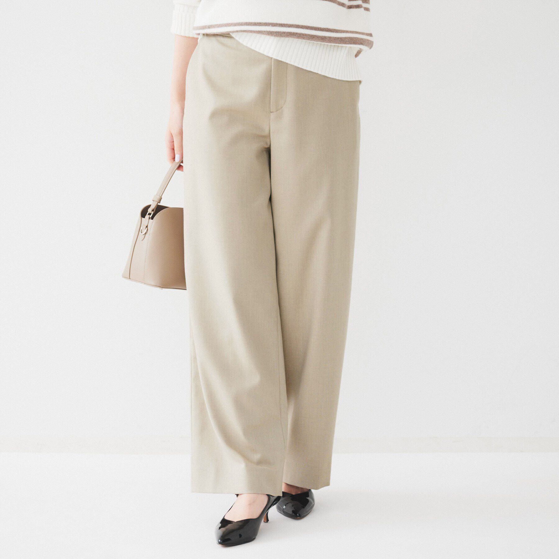 UNTITLED「【後ろウエストゴム/洗える】梳毛調ソフトワイドパンツ」|その他|