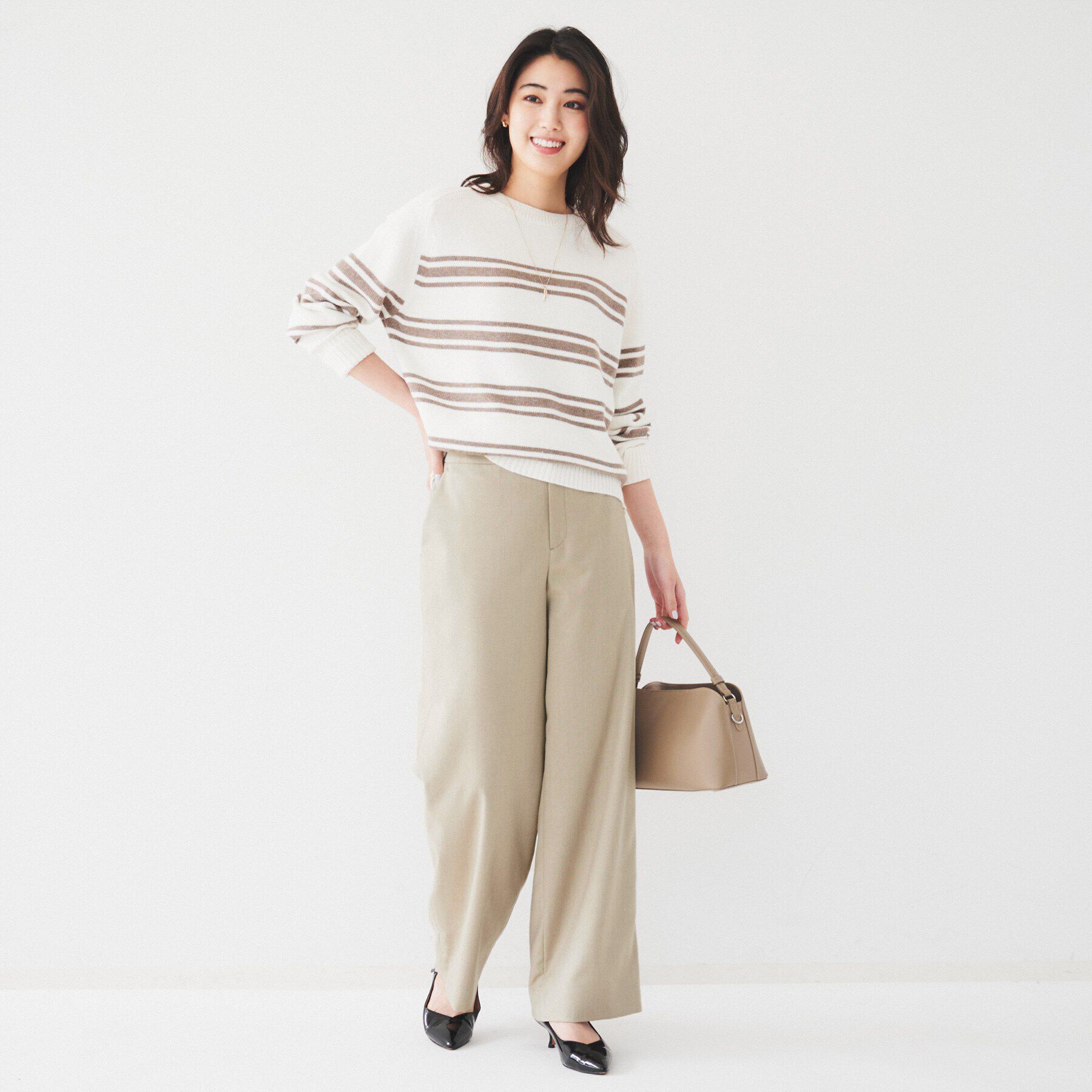 UNTITLED「【後ろウエストゴム/洗える】梳毛調ソフトワイドパンツ」|その他|