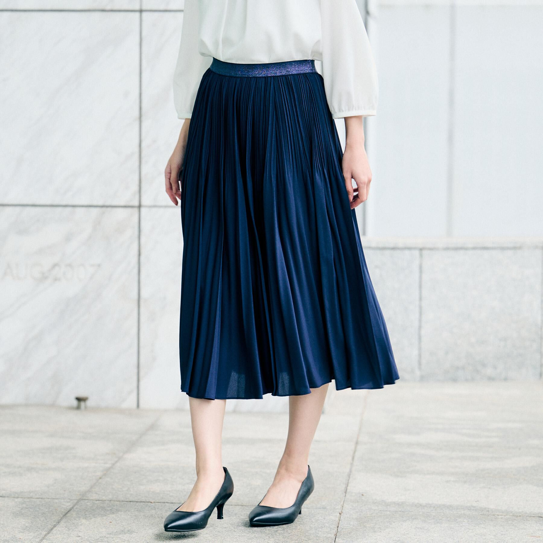 UNTITLED「【ウエストゴム/セレモニー】デシン プリーツスカート」|スカート|