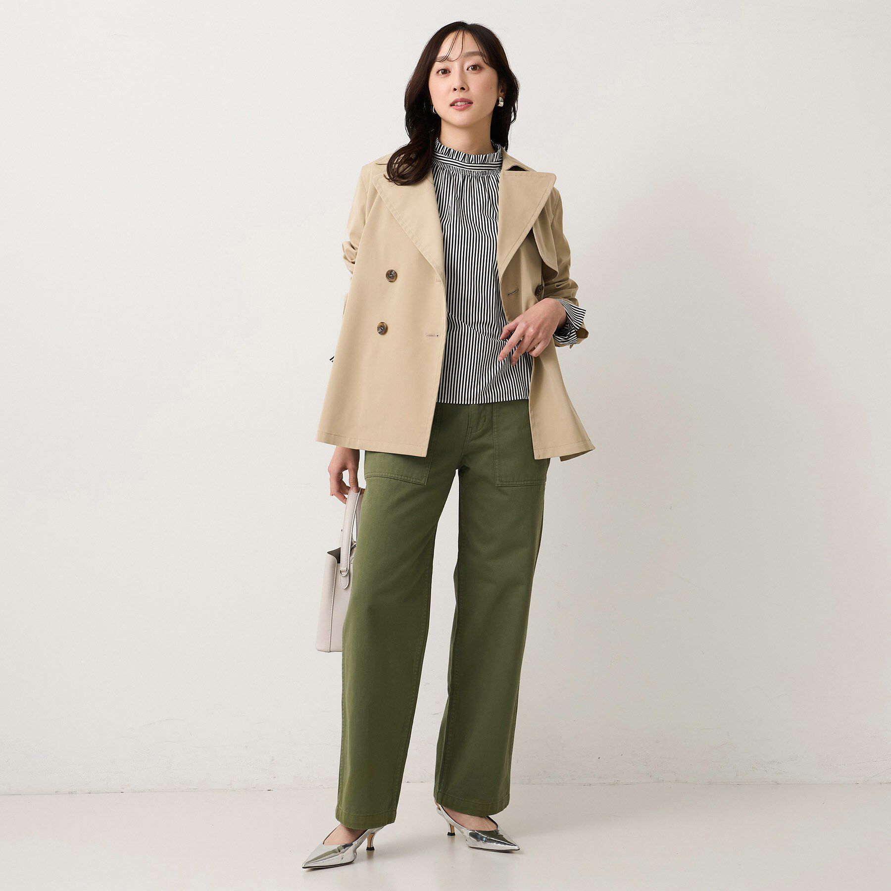 UNTITLED「【定番人気/はっ水/洗える】タスランショートトレンチコート」|トレンチコート|